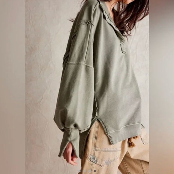 NWT Free People Camden Henley Sweatshirt - Picture 4 of 15